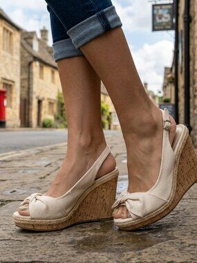 Madden Girl Beige Knot Espadrille Slingback Wedges